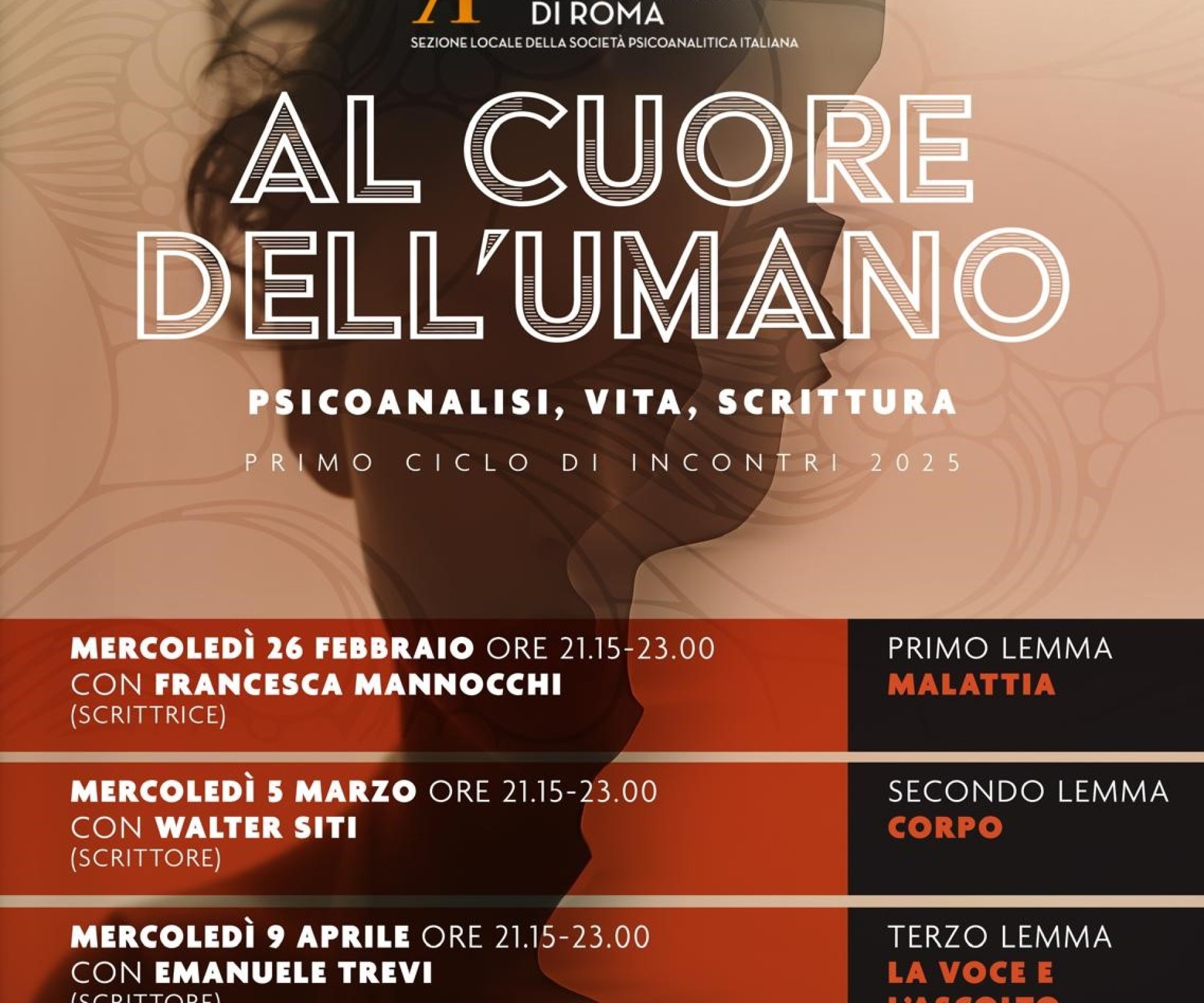 Ciclo "Al cuore dell’umano" : QUATTRO INCONTRI 26/02-05/03-09/04-10/09